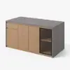Modern 180 cm Concrete Grey Kitchen Island with Storage & LED Light, Waterfall Edge