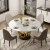 5 Piece Dining Room Set 1350mm Sintered Stone Top Round Dining Table White&Grey 4 Chairs