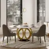 5 Piece Dining Room Set 1350mm Sintered Stone Top Round Dining Table White&Grey 4 Chairs