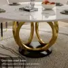 5 Piece Dining Room Set 1350mm Sintered Stone Top Round Dining Table White&Grey 4 Chairs