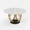 5 Piece Dining Room Set 1350mm Sintered Stone Top Round Dining Table White&Grey 4 Chairs
