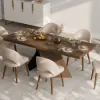1600mm-2000mm Walnut Dining Table & 6 Dining Chairs Set