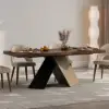 1600mm-2000mm Walnut Dining Table & 6 Dining Chairs Set