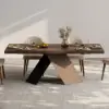 1600mm-2000mm Extendable Walnut Dining Table & 4 Walnut Japandi Rattan Dining Chairs