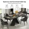 1600mm-2000mm Extendable Black Dining Table & 6 Walnut Japandi Rattan Dining Chairs