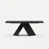 1600mm-2000mm Extendable Black Dining Table & 6 Walnut Japandi Rattan Dining Chairs