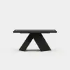 1600mm-2000mm Extendable Black Dining Table & 6 Walnut Japandi Rattan Dining Chairs