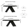 1600mm-2000mm Extendable Black Dining Table & 4 Walnut Japandi Rattan Dining Chairs
