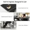 1600mm-2000mm Extendable Black Dining Table & 4 Walnut Japandi Rattan Dining Chairs