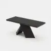 1600mm-2000mm Extendable Black Dining Table & 4 Walnut Japandi Rattan Dining Chairs