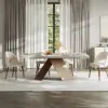 1600mm-2000mm Extendable Gray Dining Table & 6 Walnut Japandi Rattan Dining Chairs