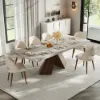 2000mm-2200mm Extendable Gray Dining Table & 8 Japandi Rattan Dining Chairs