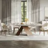 2000mm-2200mm Extendable Gray Dining Table & 8 Japandi Rattan Dining Chairs