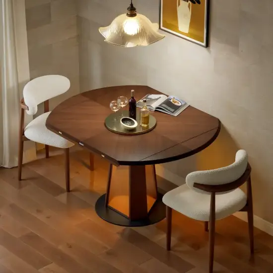 920 mm-1200 mm Solid Wood Extendable Dining Table with Light – 3