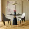 1000mm Sintered Stone Round Dining Table with Saddle Leather Base Seats 2-4 People