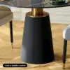 1000mm Sintered Stone Round Dining Table with Saddle Leather Base Seats 2-4 People