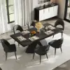 2000mm-2400mm Extendable Black Dining Table & 6 Black Japandi Rattan Dining Chairs
