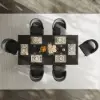 2000mm-2400mm Extendable Black Dining Table & 6 Black Japandi Rattan Dining Chairs