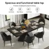 2000mm-2400mm Extendable Black Dining Table & 6 Black Japandi Rattan Dining Chairs