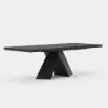 2000mm-2400mm Extendable Black Dining Table & 6 Black Japandi Rattan Dining Chairs