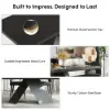 2000mm-2400mm Extendable Black Dining Table & 8 Black Japandi Rattan Dining Chairs