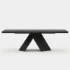 2000mm-2400mm Extendable Black Dining Table & 8 Black Japandi Rattan Dining Chairs