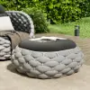 Cocaro Outdoor Hand-Woven Rope Footrest Storage Ottoman in Grey