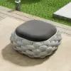 Cocaro Outdoor Hand-Woven Rope Footrest Storage Ottoman in Grey