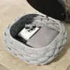 Cocaro Outdoor Hand-Woven Rope Footrest Storage Ottoman in Grey