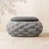 Cocaro Outdoor Hand-Woven Rope Footrest Storage Ottoman in Grey