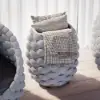 Cocaro Outdoor Woven Side Table with Storage, Waterproof Rope & Slate Top
