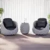 Cocaro Outdoor Woven Side Table with Storage, Waterproof Rope & Slate Top