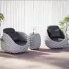 Cocaro Outdoor Woven Side Table with Storage, Waterproof Rope & Slate Top