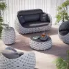 Cocaro Outdoor Woven Side Table with Storage, Waterproof Rope & Slate Top