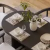 Japandi 1600mm-2000mm Oval Extendable Black Dining Table & 6 Dining Chair Set