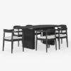 Japandi 1600mm-2000mm Oval Extendable Black Dining Table & 6 Dining Chair Set
