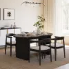 Japandi 1600mm-2000mm Oval Extendable Black Dining Table & 4 Dining Chair Set