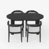 Japandi 1600mm-2000mm Oval Extendable Black Dining Table & 4 Dining Chair Set