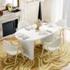 Japandi 1600mm-2000mm Oval Extendable White Dining Table & 4 Dining Chair Set
