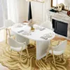 Japandi 1600mm-2000mm Oval Extendable White Dining Table & 4 Dining Chair Set