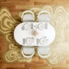 Japandi 1600mm-2000mm Oval Extendable White Dining Table & 4 Dining Chair Set