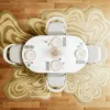 Japandi 1600mm-2000mm Oval Extendable White Dining Table & 4 Dining Chair Set