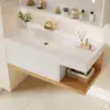 1000mm Modern Floating Bathroom Vanity White & Natural with Sink