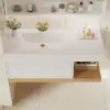 1000mm Modern Floating Bathroom Vanity White & Natural with Sink