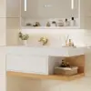 1000mm Modern Floating Bathroom Vanity White & Natural with Sink