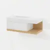 1000mm Modern Floating Bathroom Vanity White & Natural with Sink