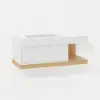 1000mm Modern Floating Bathroom Vanity White & Natural with Sink