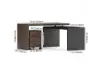 Modern Rotatable L-Shaped Executive Desk & Swivel Black Leather Office Desk Chair Set