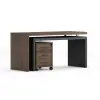 Modern Rotatable L-Shaped Executive Desk & Swivel Black Leather Office Desk Chair Set