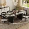 Japandi 2000mm-2400mm Oval Extendable Black Dining Table & 8 Dining Chair Set